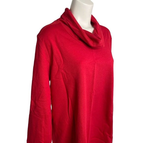 Karen Scott Cowl Neck Shirt Top Women's LARGE Red Soft Relaxed Oversized Fit NEW - Picture 2 of 10